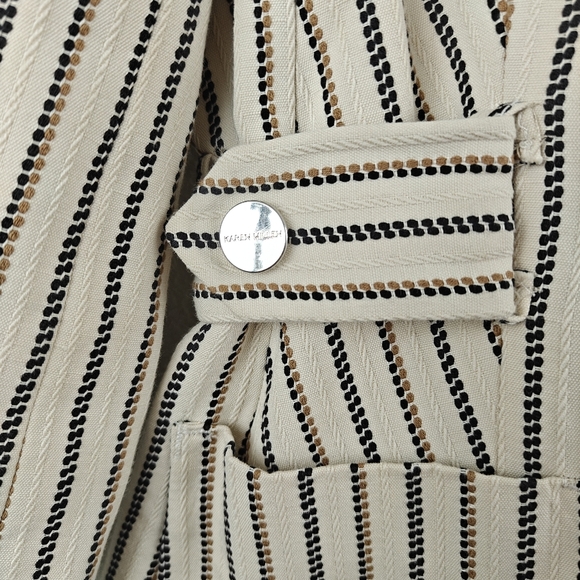 KAREN MILLEN Linen Blend Blazer Jacket Button Up Cream Striped Womens Size 8 - Picture 8 of 16